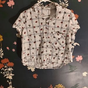 Bluenotes Checkered Floral Blouse